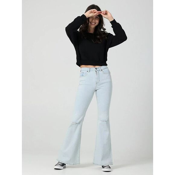 LEE Women's High Rise Flare Jean Blue Denim Light Wash Jeans‎ Size 25 - Picture 1 of 9